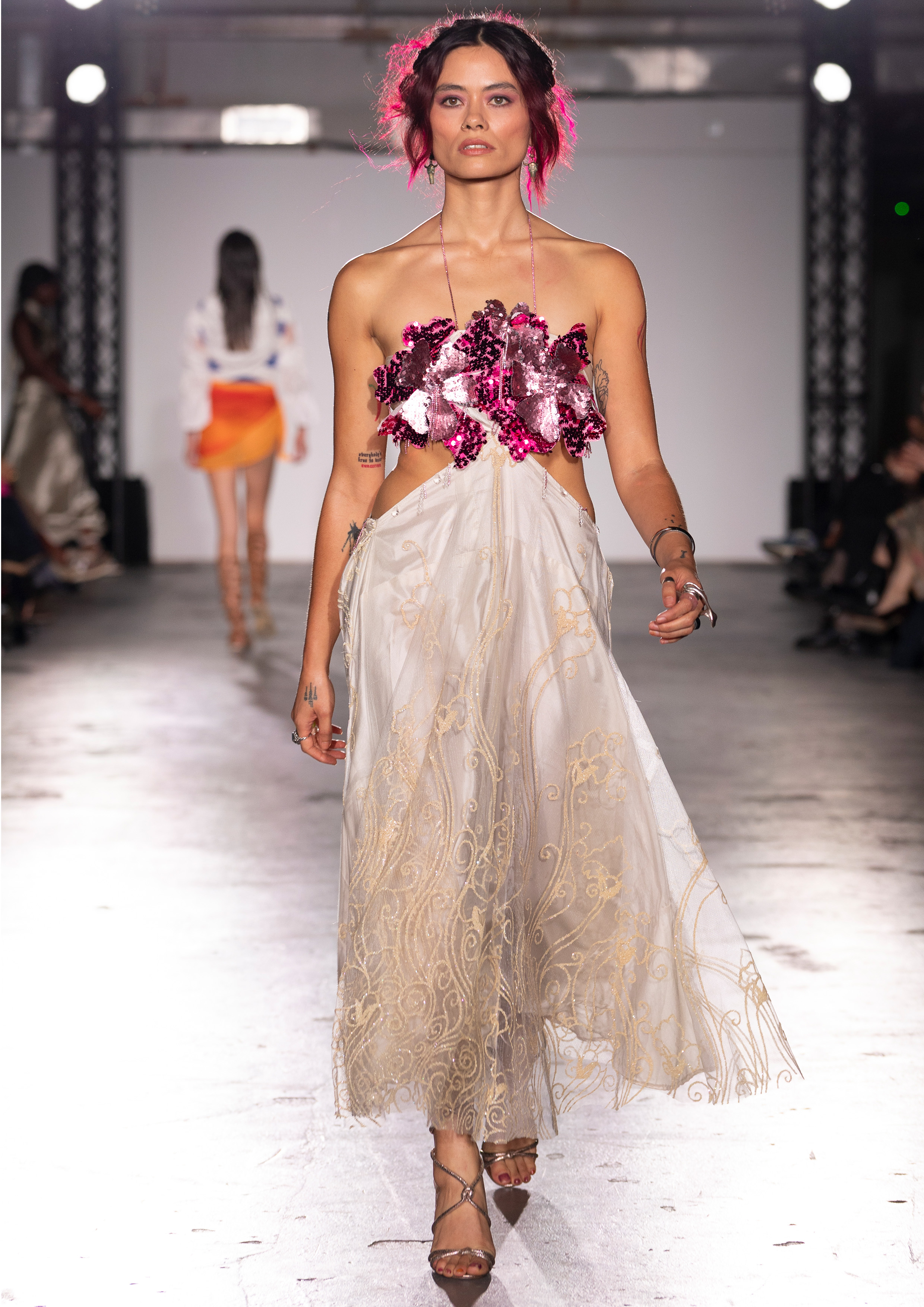 A woman on a catwalk