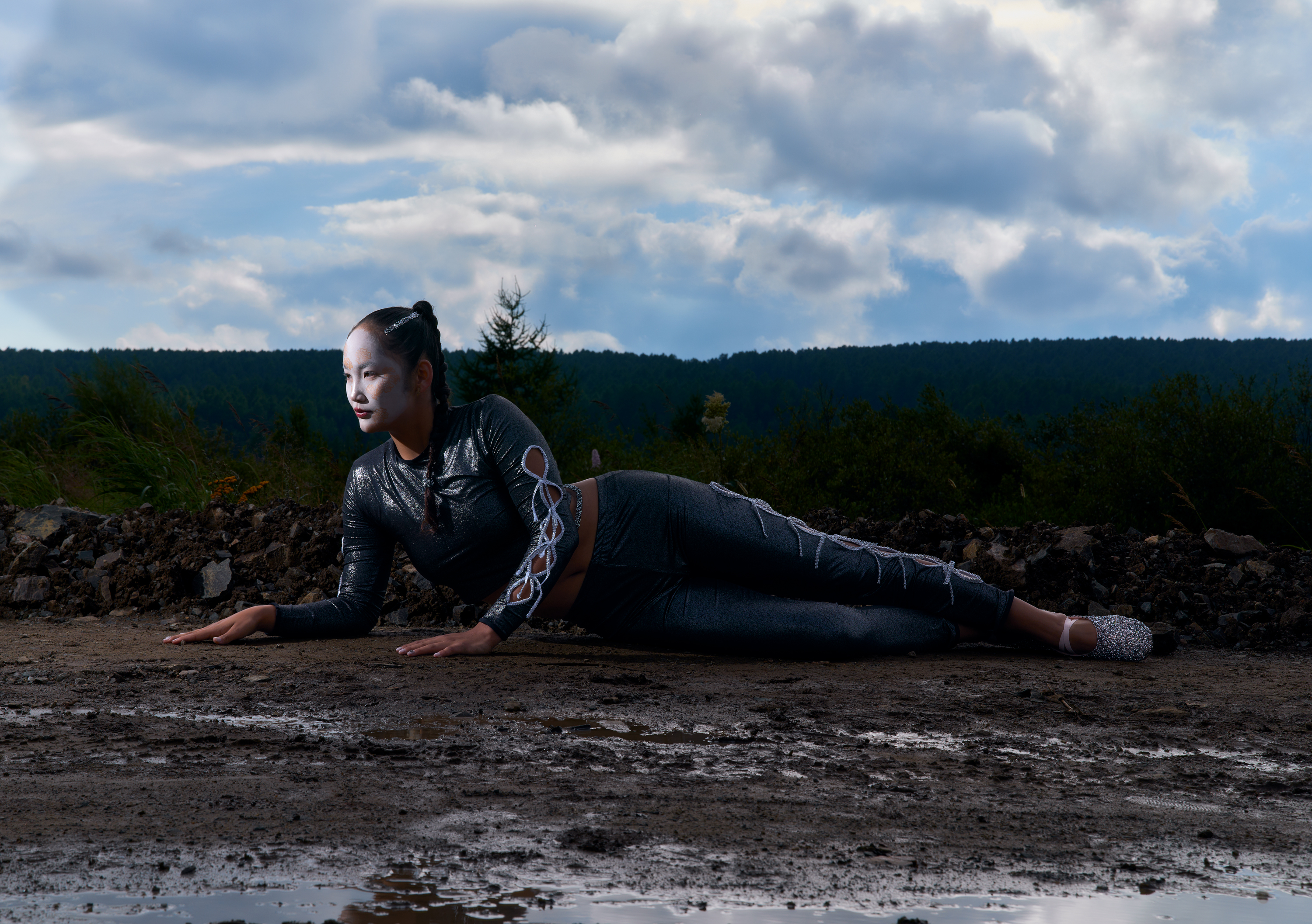 A woman in a leotard