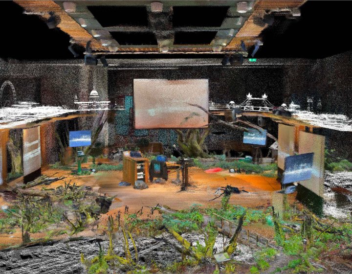 A photo montage of audio equipment and other buildings and objects around it