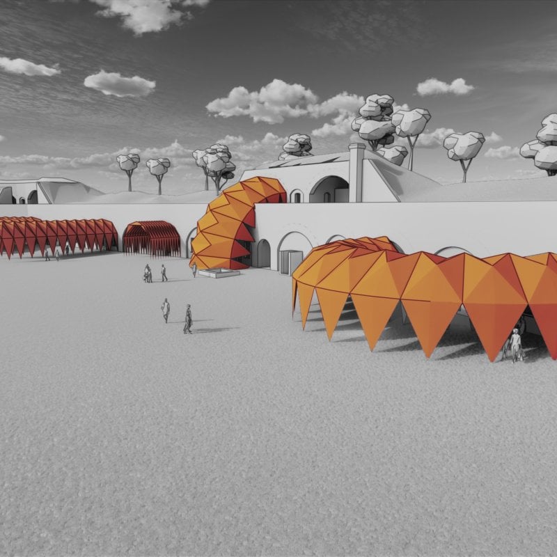 Sustainable Product Design student work depicting refugee camp