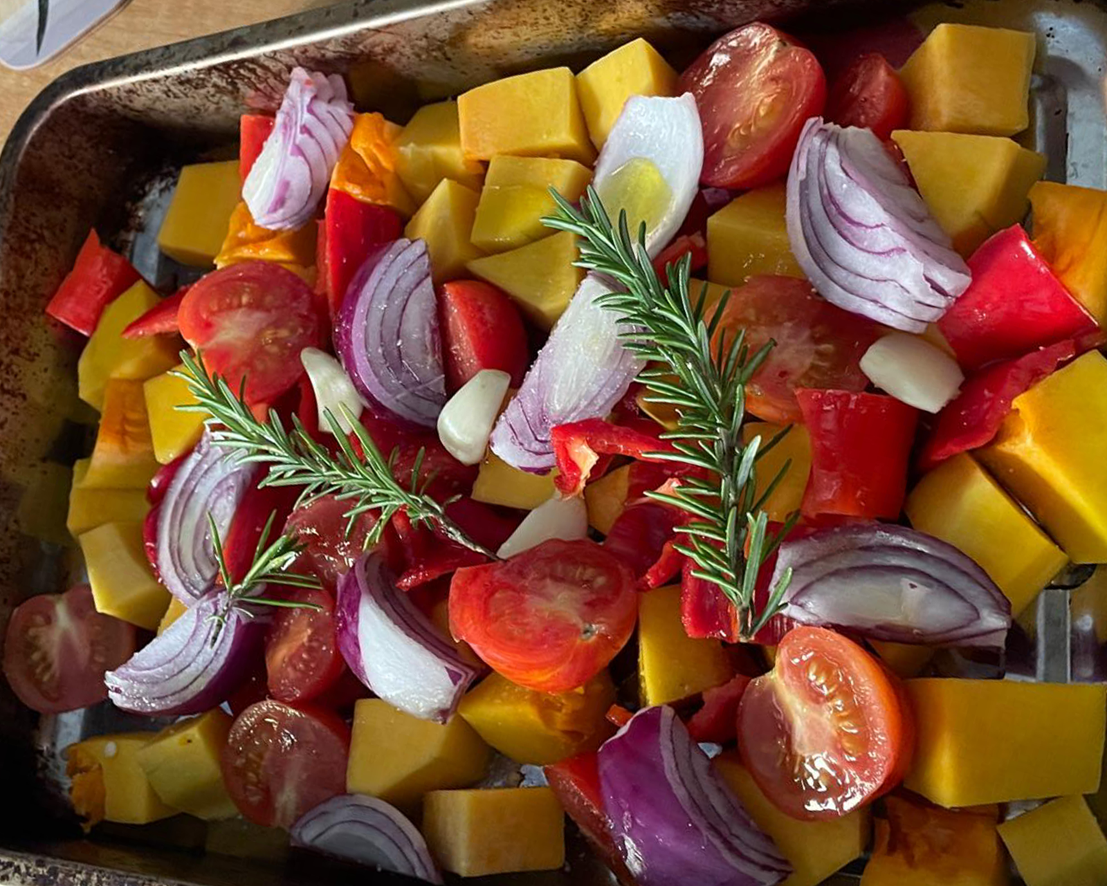 Veggies in a tray