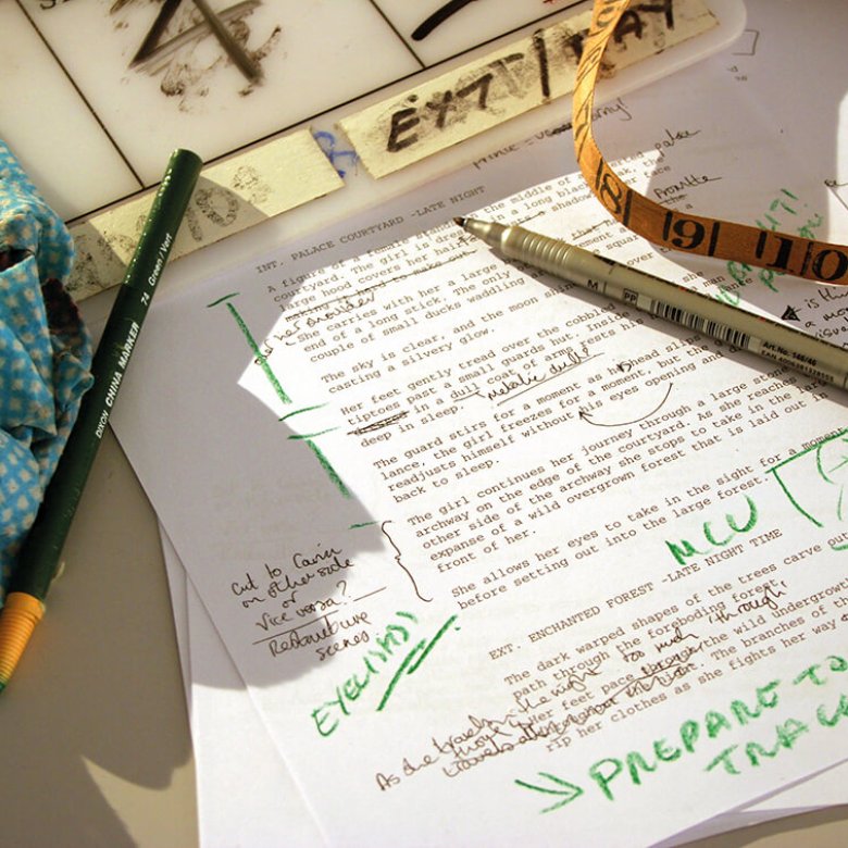 Paper print out with text and green ink annotations