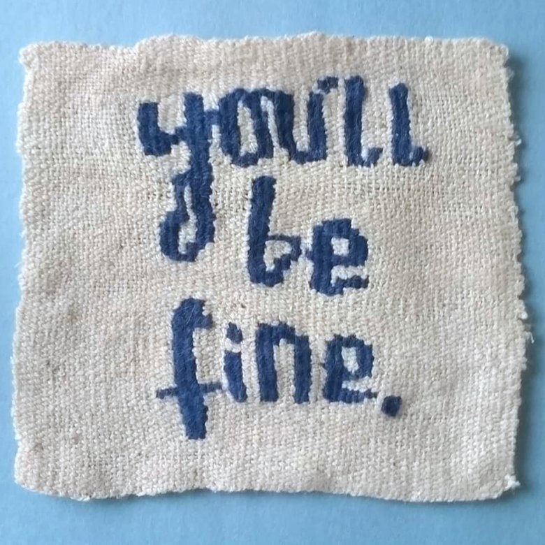 Small square tapestry with 'you'll be fine' text