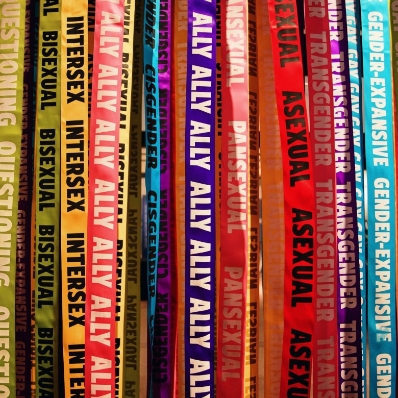 Row of book spines with titles relating to sexuality and gander.