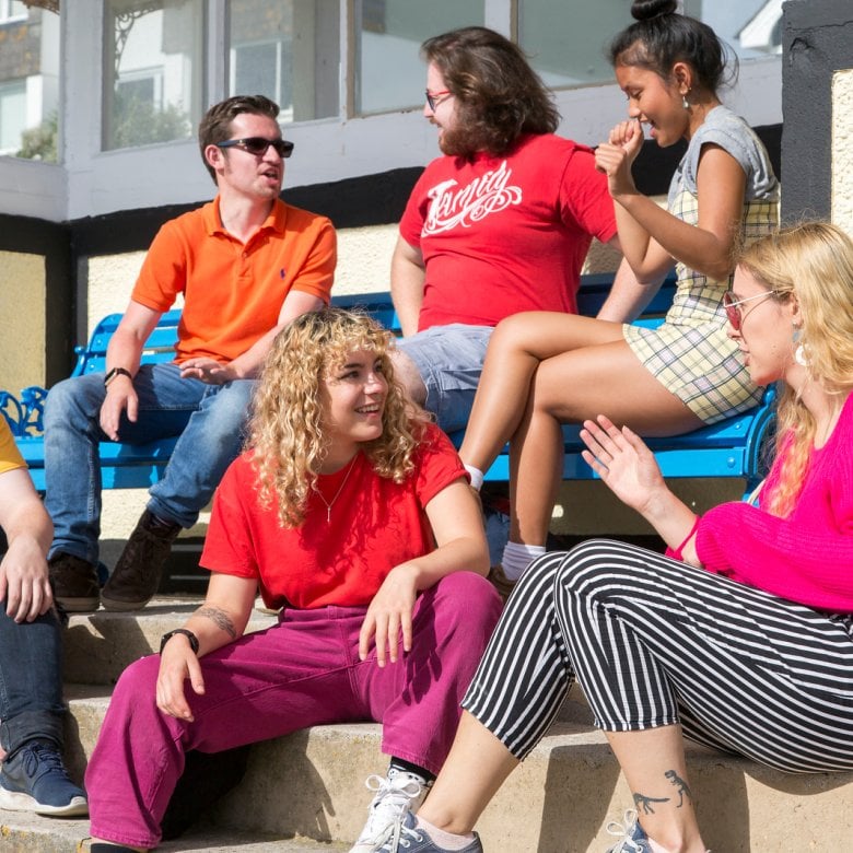 Students at the beach