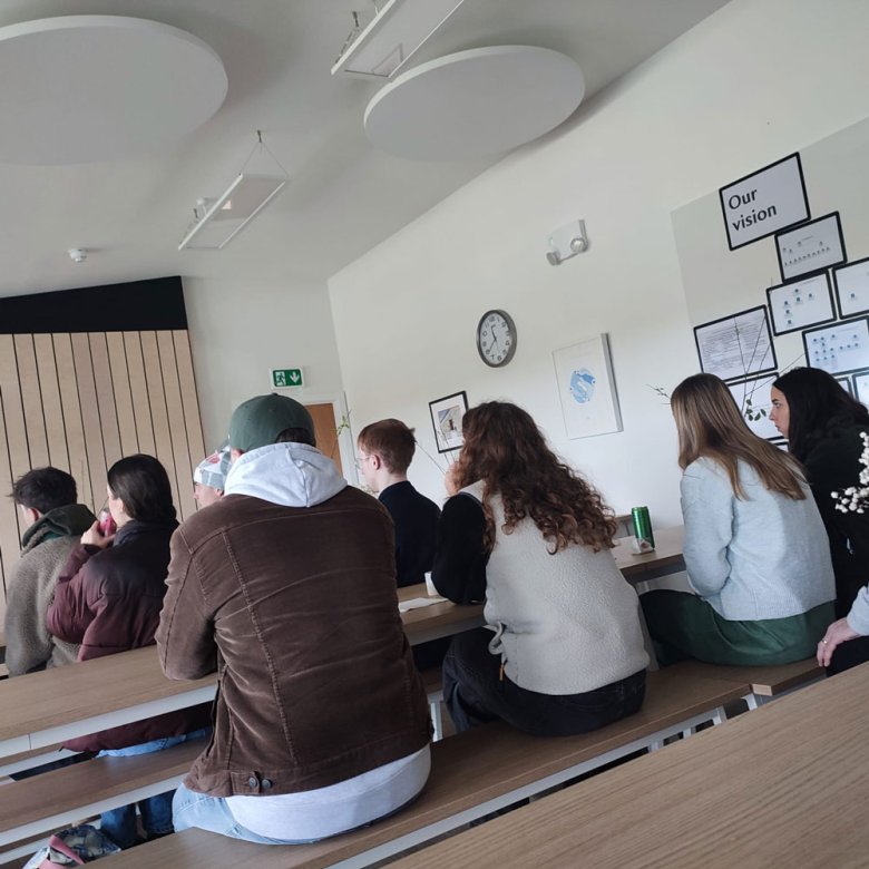 Students on a trip to see local businesses