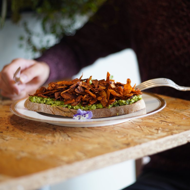 Plant based meal on a cream plate