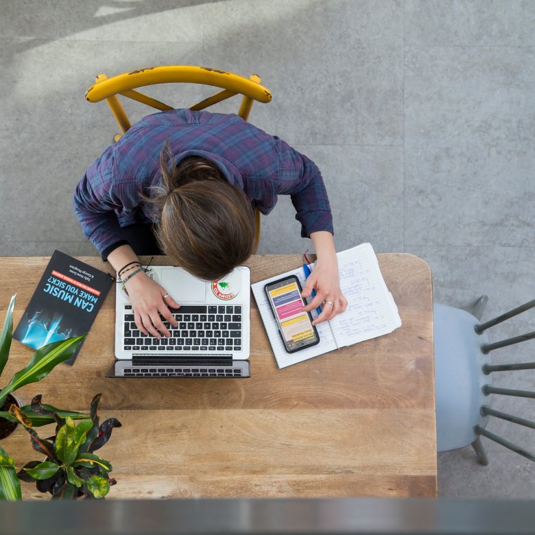 Online student working at their desk 