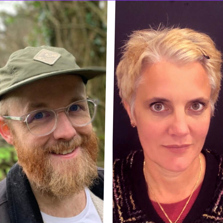 Headshots of a man on the left and woman on the right