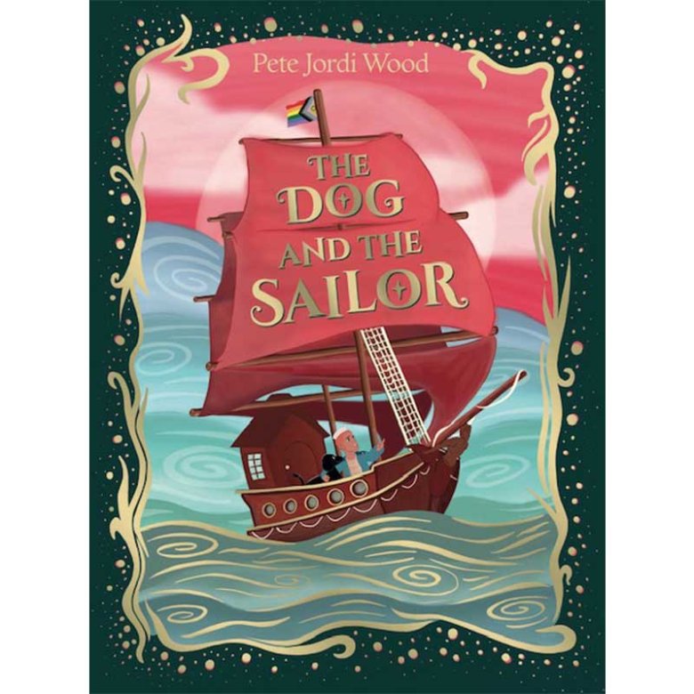 A book cover showing a pink boat on the sea