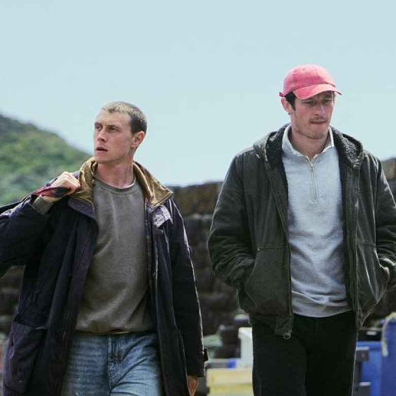 George Mackay and Callum Turner on set of the Rose of Nevada
