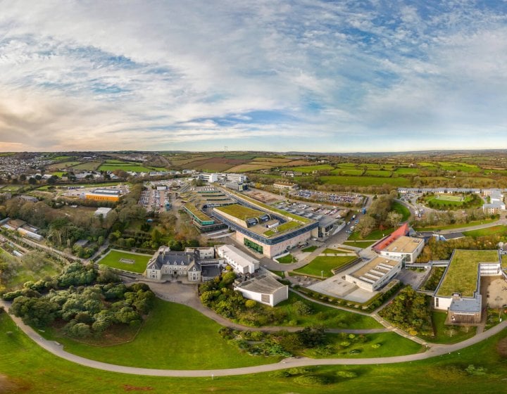 A view of Penryn Campus from the air