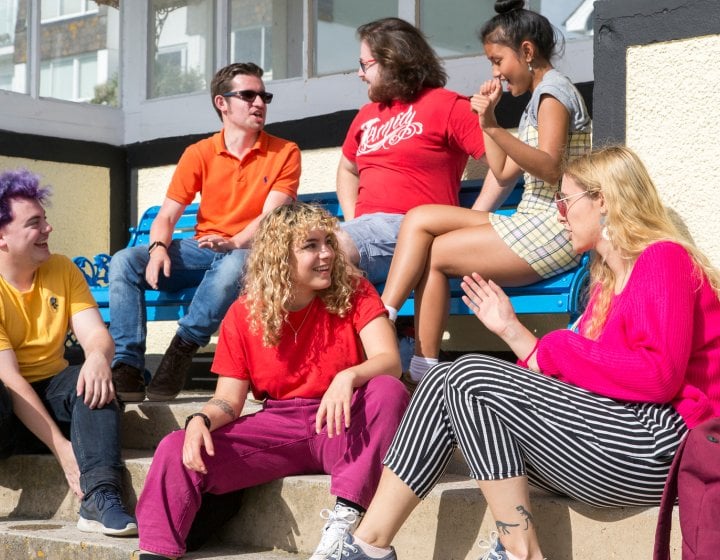 Students at the beach