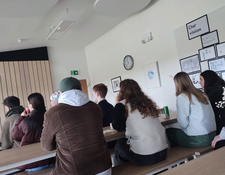 Students on a trip to see local businesses