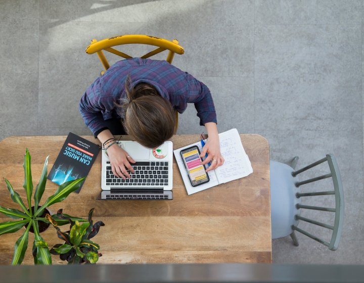 Online student working at their desk 