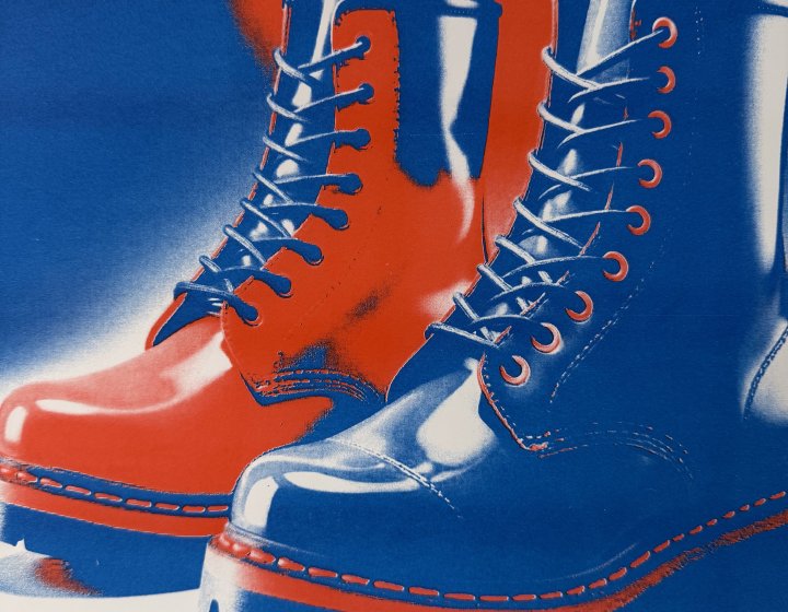 Risograph print image of a pair of boots