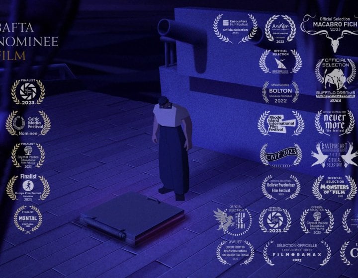 Image from Middle Watch Animation with list of festivals and award wins including BAFTA nomination