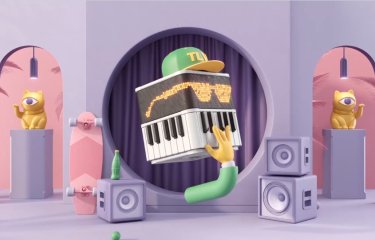 Digital image of a keyboard cube wearing a cap and sunglasses