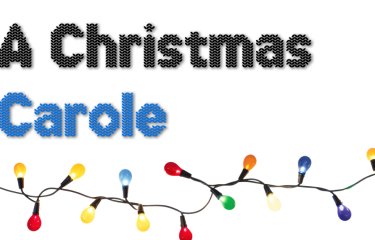 An illustrative image of coloured Christmas lights with the text "A Christmas Carole"