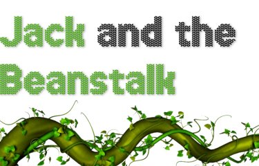 An illustrative image of a beanstalk with the text "Jack and the Beanstalk"