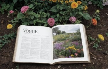 A magazine on a grassy floor