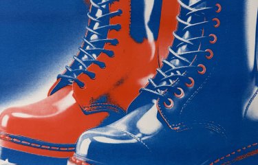 Risograph print image of a pair of boots