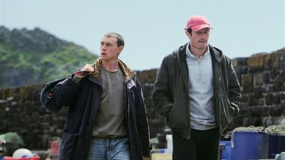 George Mackay and Callum Turner on set of the Rose of Nevada
