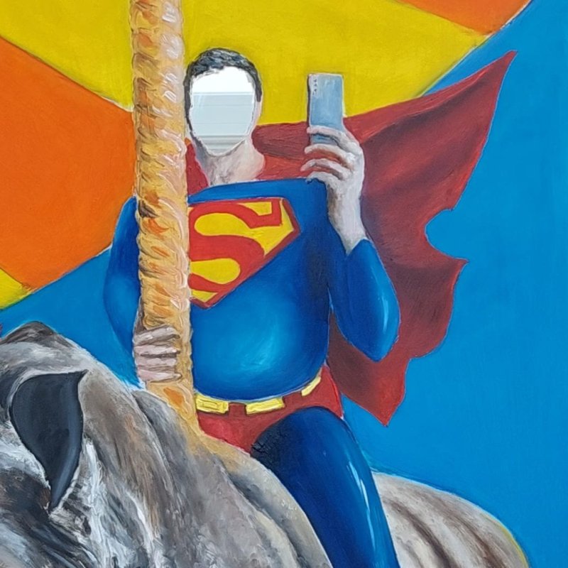 A painting of Superman