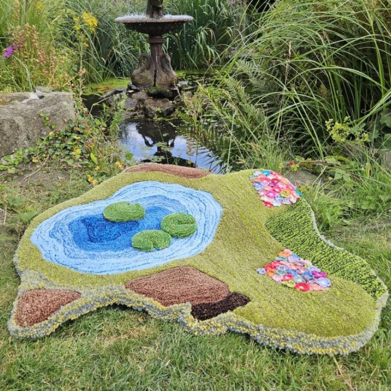 A fabric sculpture in a garden