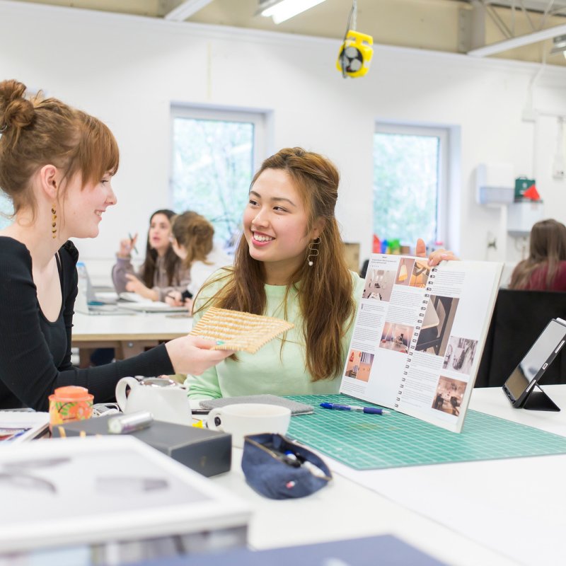 Interior Design Students discussing their work