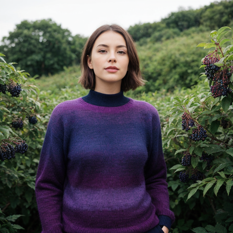 A woman wearing a purple jumper