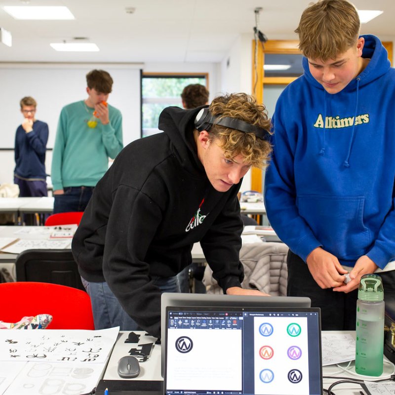 Falmouth University students at a graphic design typography workshop