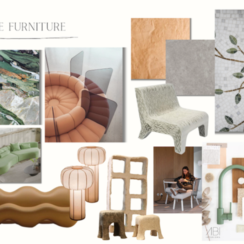 A mood board showing different furniture designs
