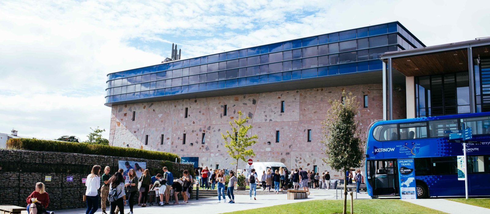 Students in a square on campus